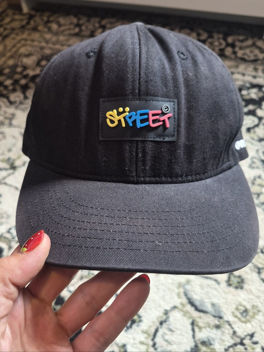 Street Black Baseball Cap with Multi-Color Logo